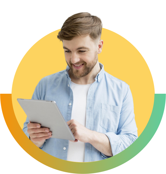 Professional using tablet